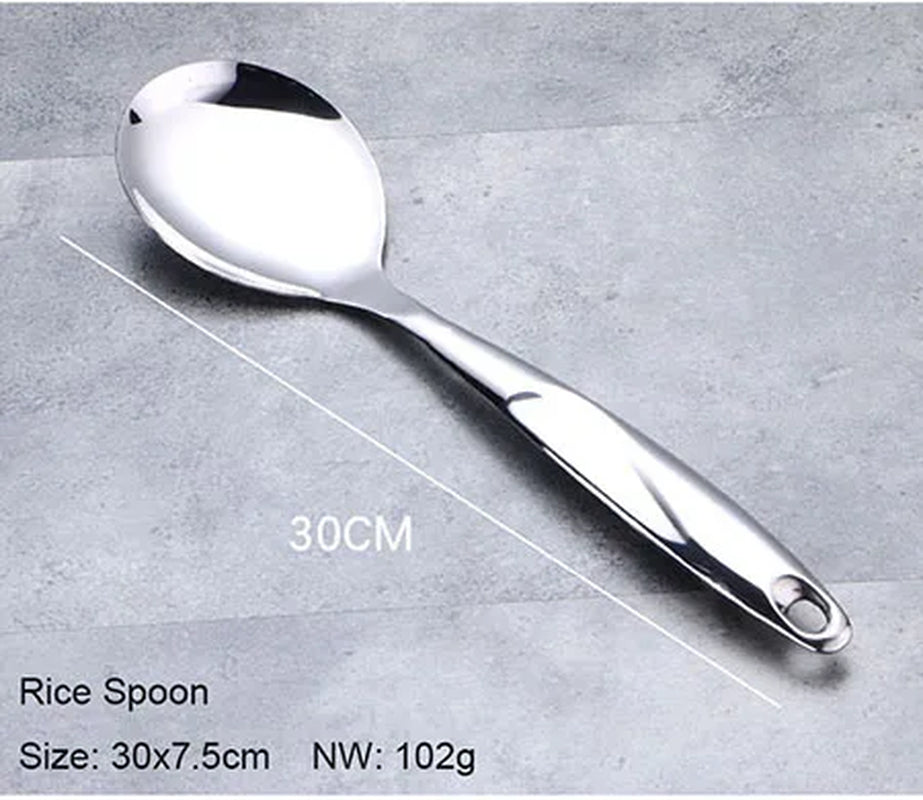 1/6Pcs Stainless Steel Cooking Tools, Kitchen Utensils with Heat-Resistant Handle - Turner Soup Spoon Strainer Pasta Server