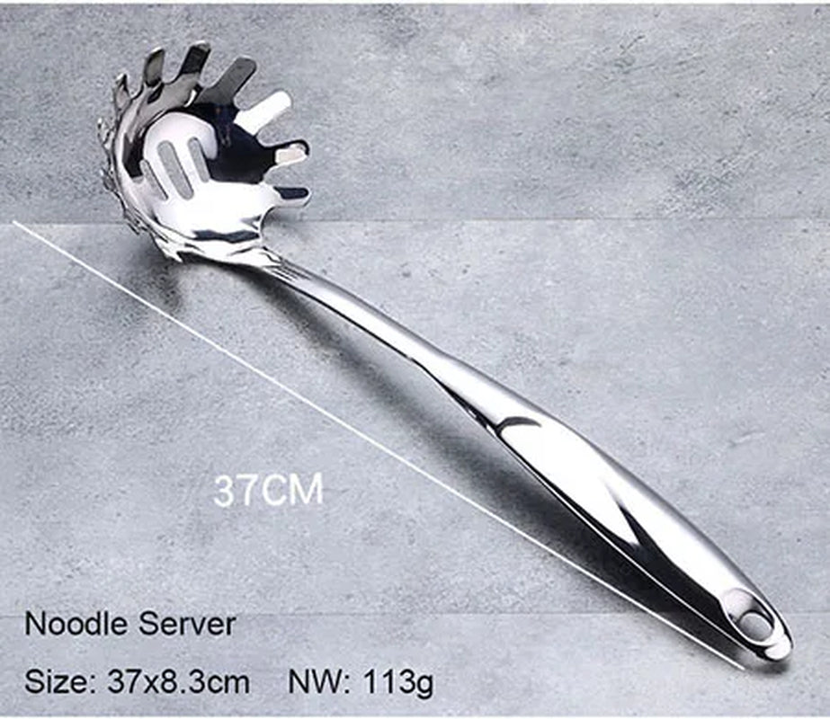 1/6Pcs Stainless Steel Cooking Tools, Kitchen Utensils with Heat-Resistant Handle - Turner Soup Spoon Strainer Pasta Server